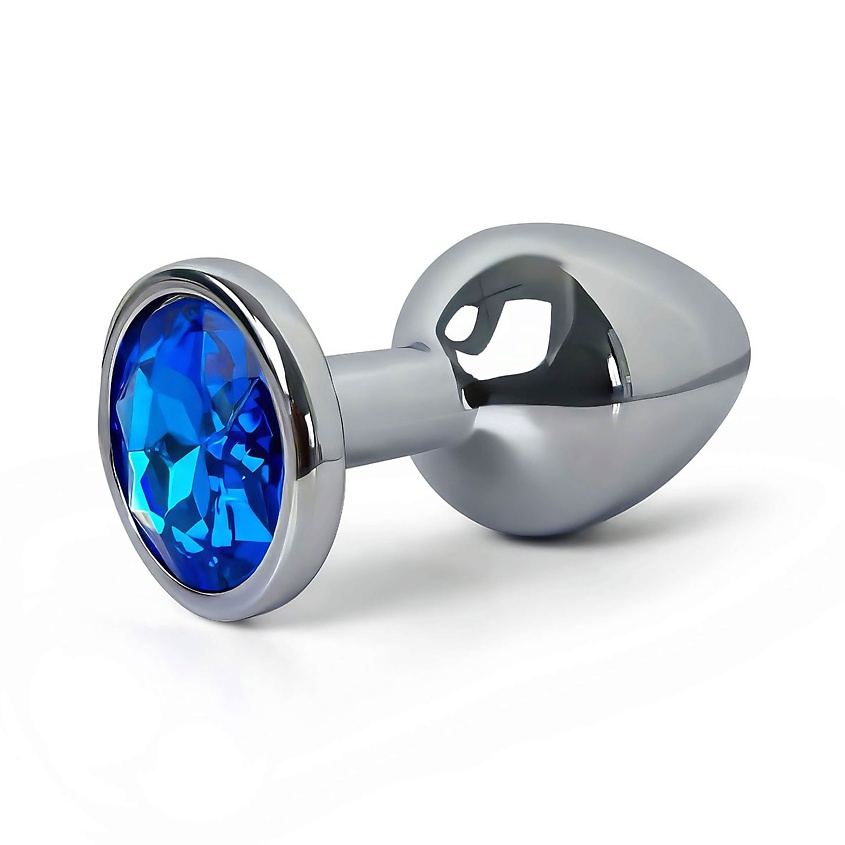 Изображение товара Анальная пробка металлическая с синим кристаллом Fantasy Toys 8 см