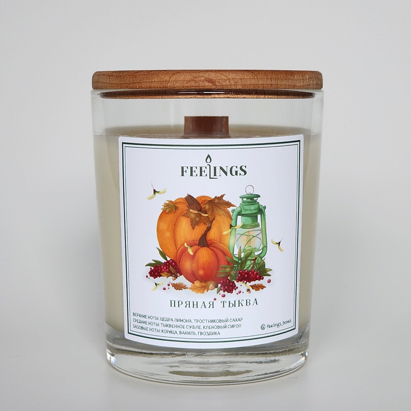 Изображение товара FEELINGS Свеча ароматическая из соевого воска "Пряная тыква", 1 шт.