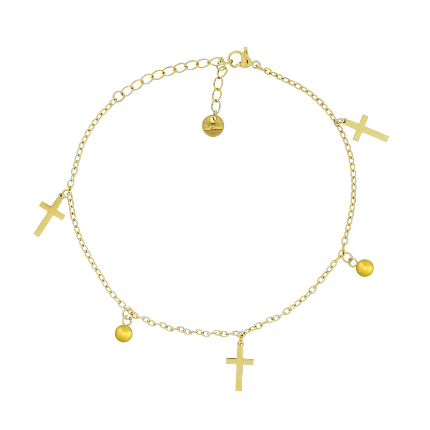 Изображение товара FOROSTINA.K Браслет на ногу Cross, цвет: Золотой, размер: 25