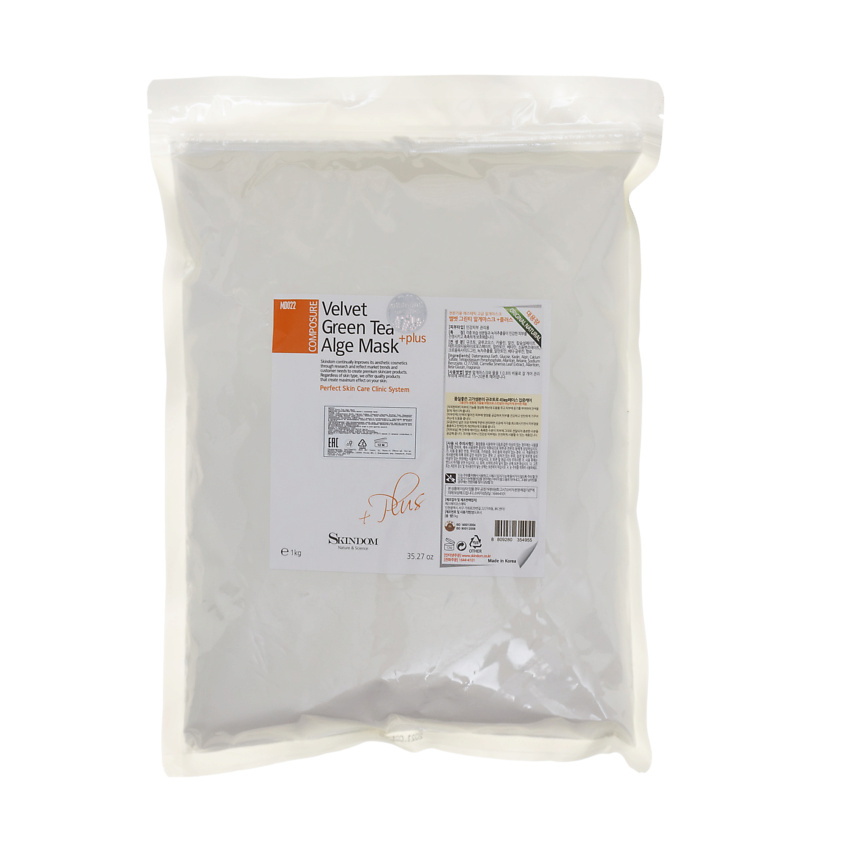 Изображение товара SKINDOM Альгинатная маска бархатная с экстрактом зелёного чая, 1 шт.