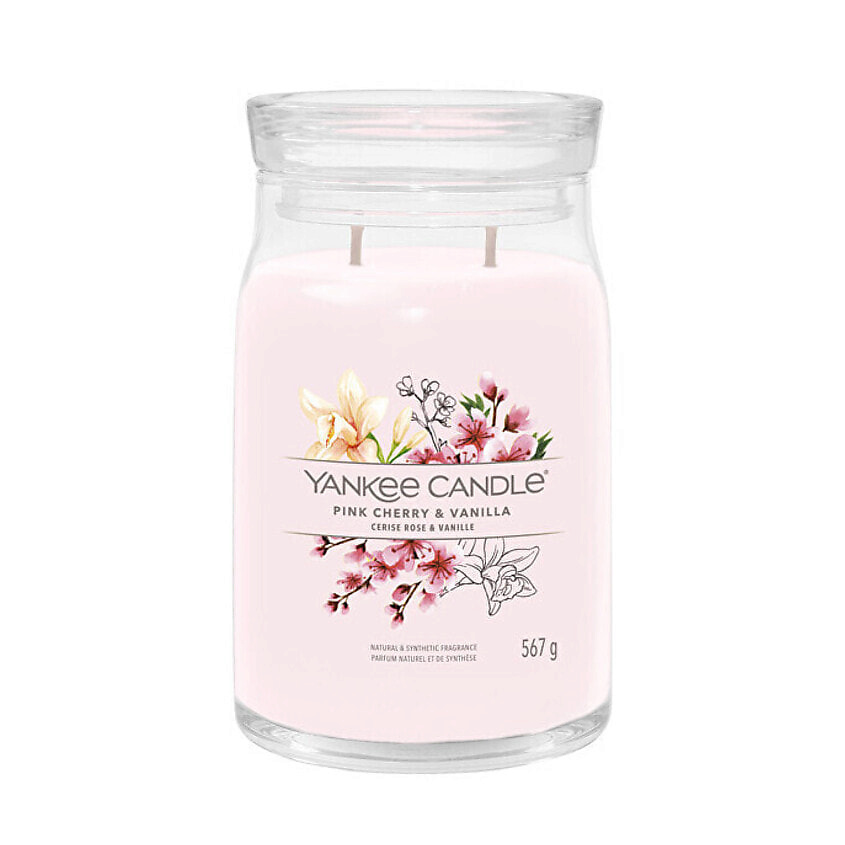 Изображение товара Ароматическая свеча Yankee Candle Pink Cherry & Vanilla 567 г со сладким ароматом ванили и розовой