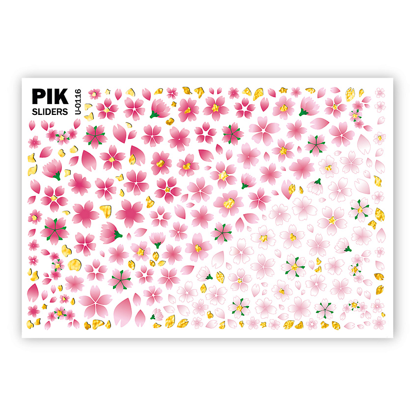 Изображение товара Слайдеры для ногтей PIK P-116 Цветы Фольга, 1 шт. - яркий дизайн для маникюра