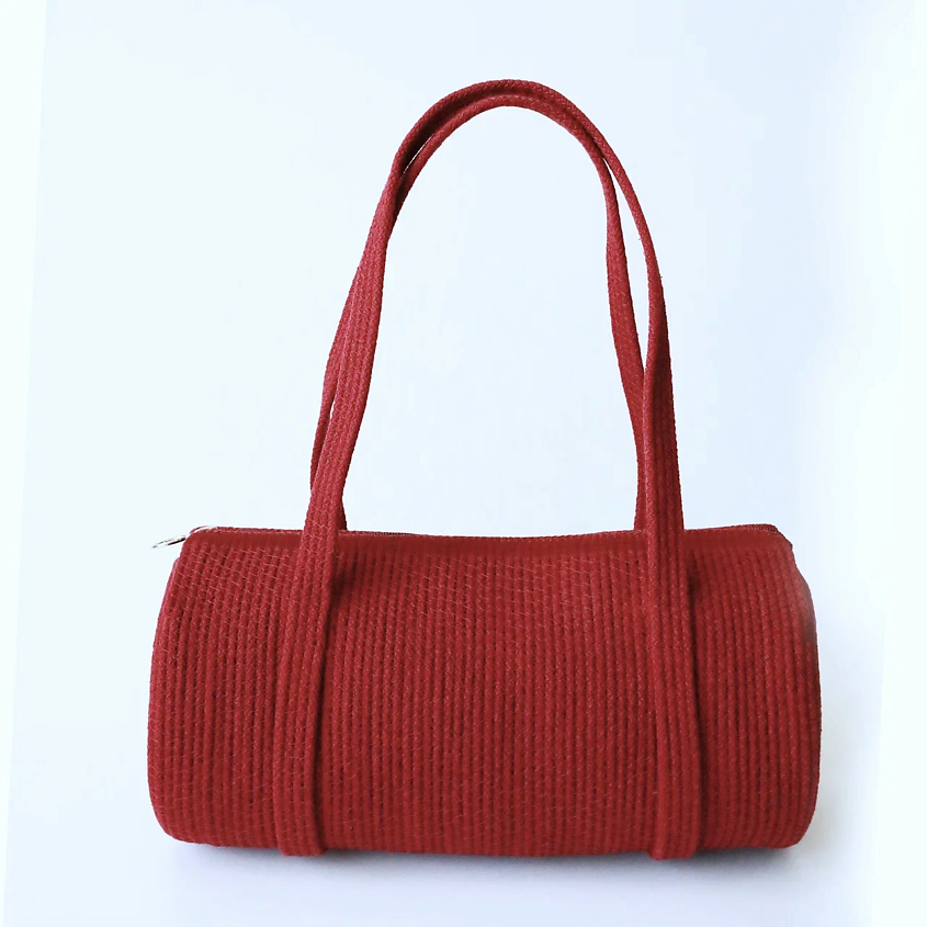 Изображение товара Стильная сумка-багет из хлопкового шнура OLALA HOME бордовая
