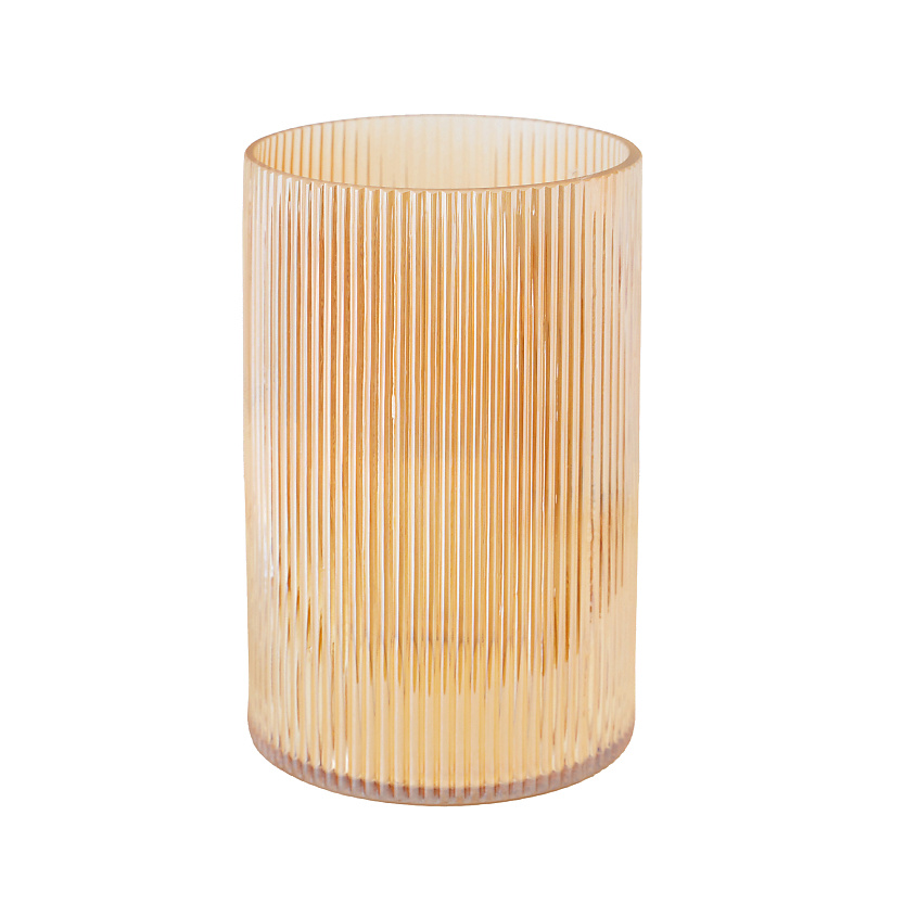 Изображение товара Стеклянная ваза для цветов Mandarin Decor 19 см с бронзовой окантовкой карамельный цвет