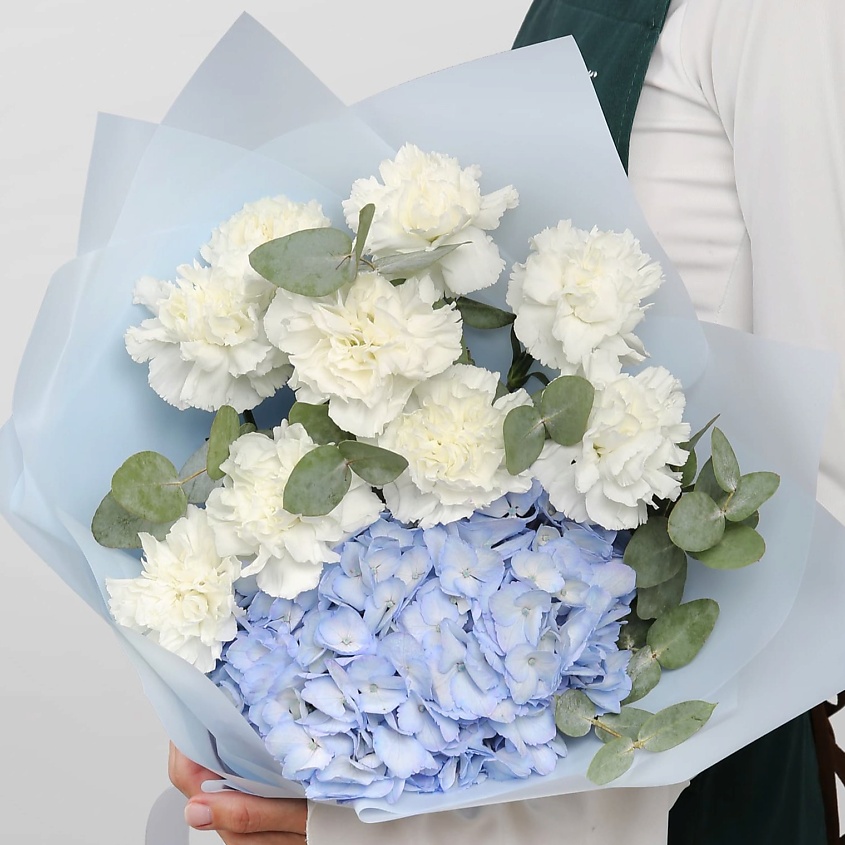 Изображение товара Букет из Гвоздик и Гортензий "Лунный восторг"