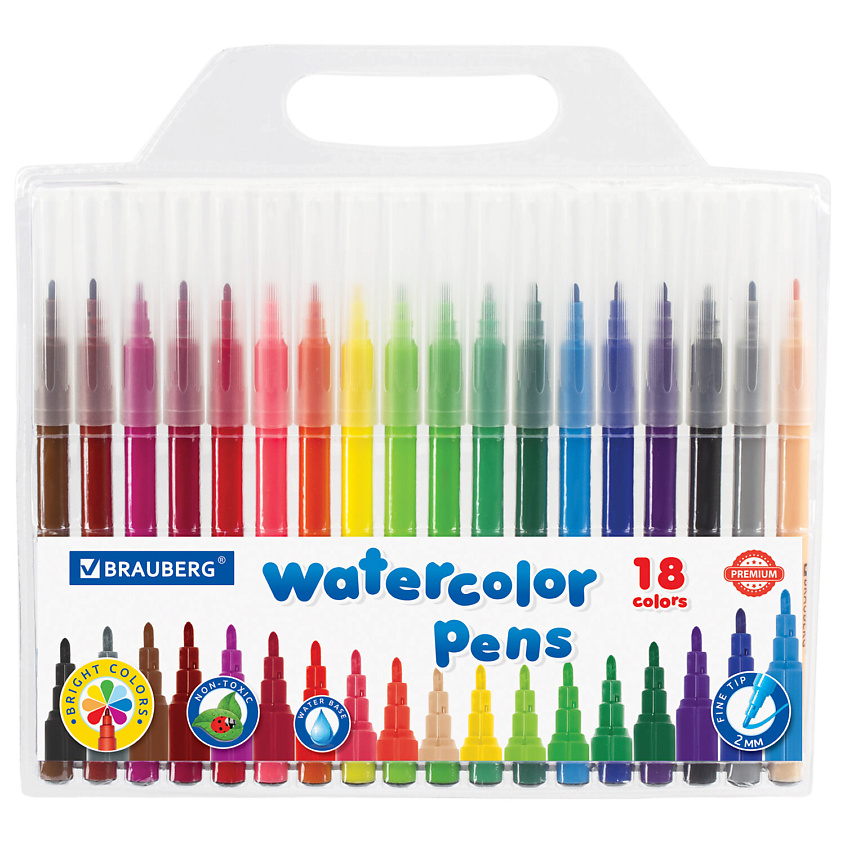 Изображение товара Набор фломастеров BRAUBERG PREMIUM для творчества детей 18 цветов безопасные и смываемые