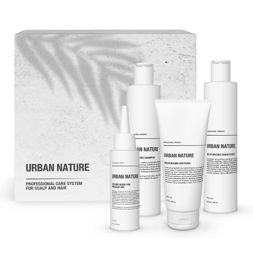 Изображение товара URBAN NATURE DETOX MOISTURIZING HOME Набор для ухода за волосами в домашних условиях, 250 мл + 250 мл + 100 мл + 200 мл