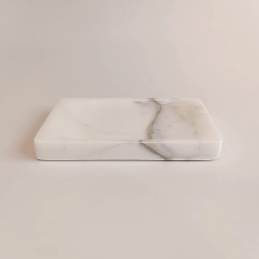 Изображение товара НАТУРКАМЕНЬ Мыльница мраморная, 1 шт.; цвет: белый; размер: 15х10 см.