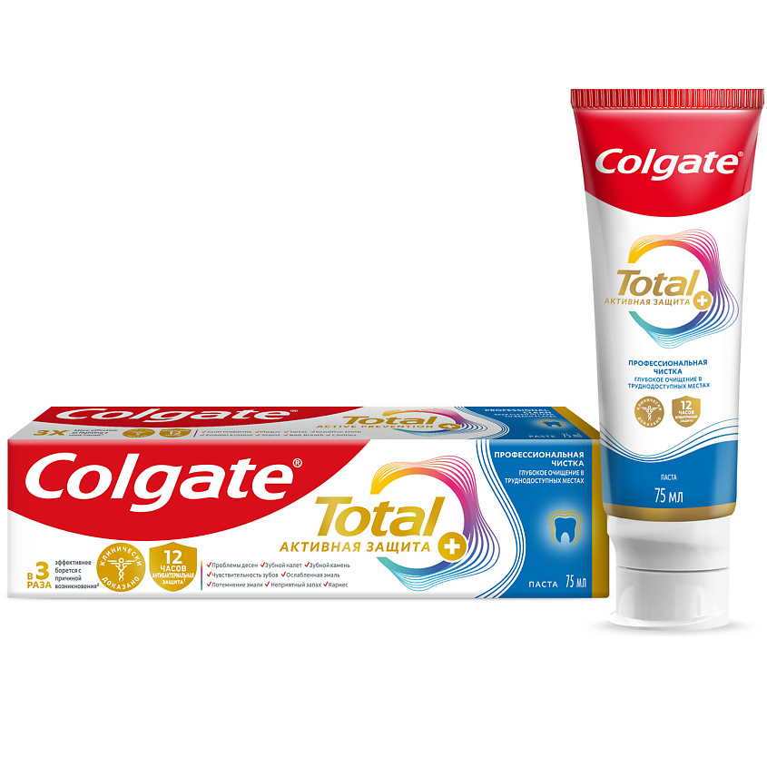 Изображение товара COLGATE TOTAL Профессиональная Чистка зубная паста 75 мл с активной защитой