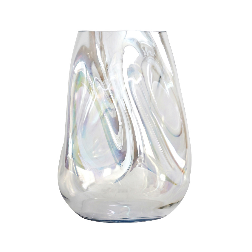 Изображение товара MANDARIN DECOR Стеклянная ваза для цветов сухоцветов декор интерьера дома, 26 см; цвет: перламутровый