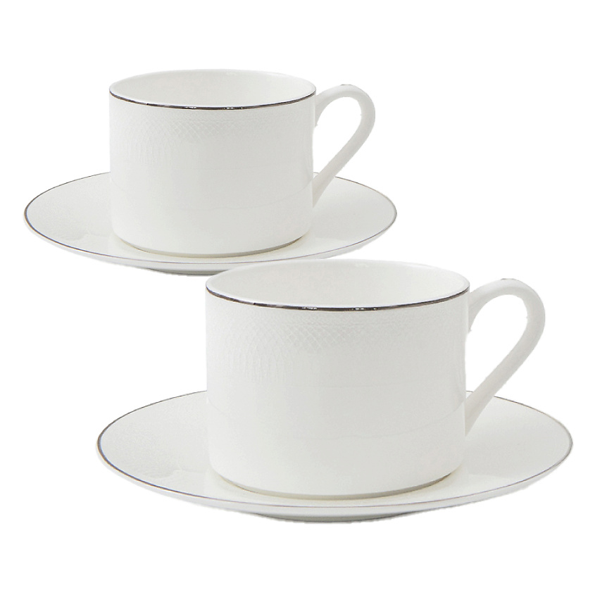 Изображение товара MANDARIN DECOR Чайная пара, набор из 2 чашек с блюдцем, цвет: белый