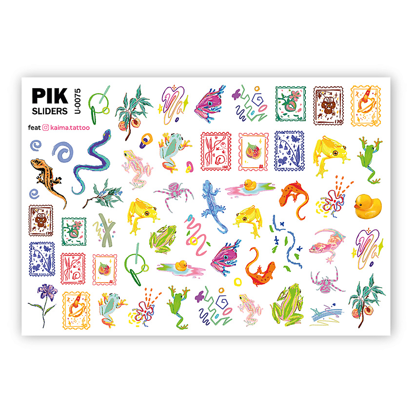 Изображение товара PIK Слайдеры для ногтей P-075 Абстракция и жабки, 1 шт.