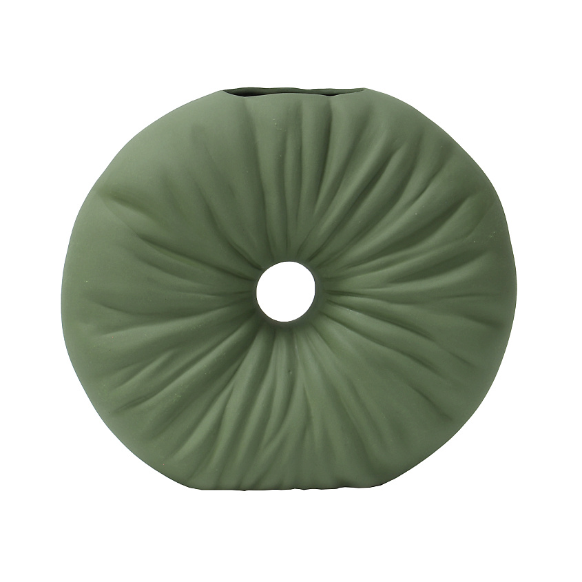 Изображение товара MANDARIN DECOR Керамическая ваза для цветов и сухоцветов декор дома, 18,8 см; цвет: зеленый
