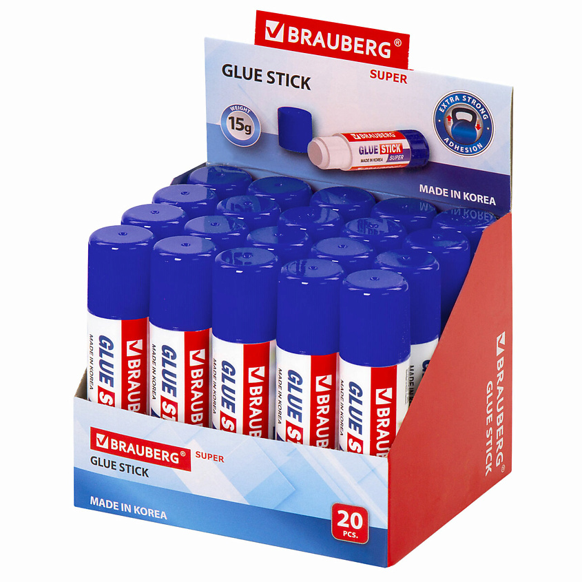 Изображение товара Набор клей-карандашей BRAUBERG SUPER 20 штук Синий