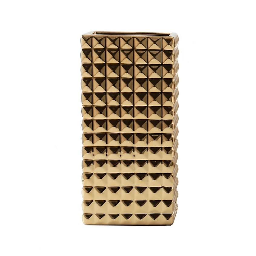 Изображение товара MANDARIN DECOR Керамическая ваза для цветов сухоцветов декор интерьера дома, 25 см; золотистый