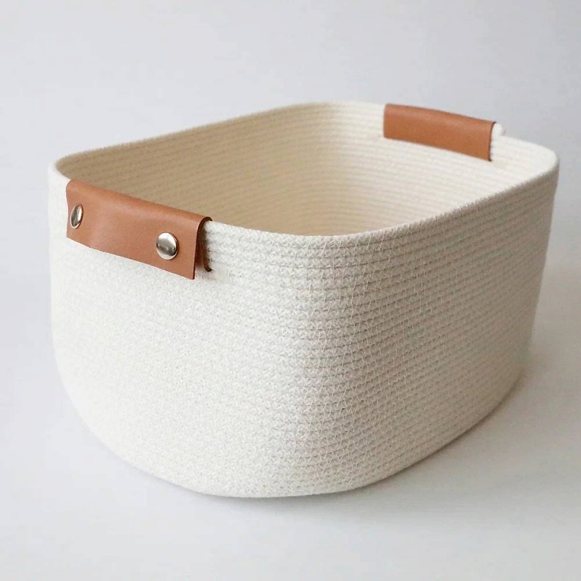 Изображение товара Корзина OLALA HOME с кожаными ручками для хранения