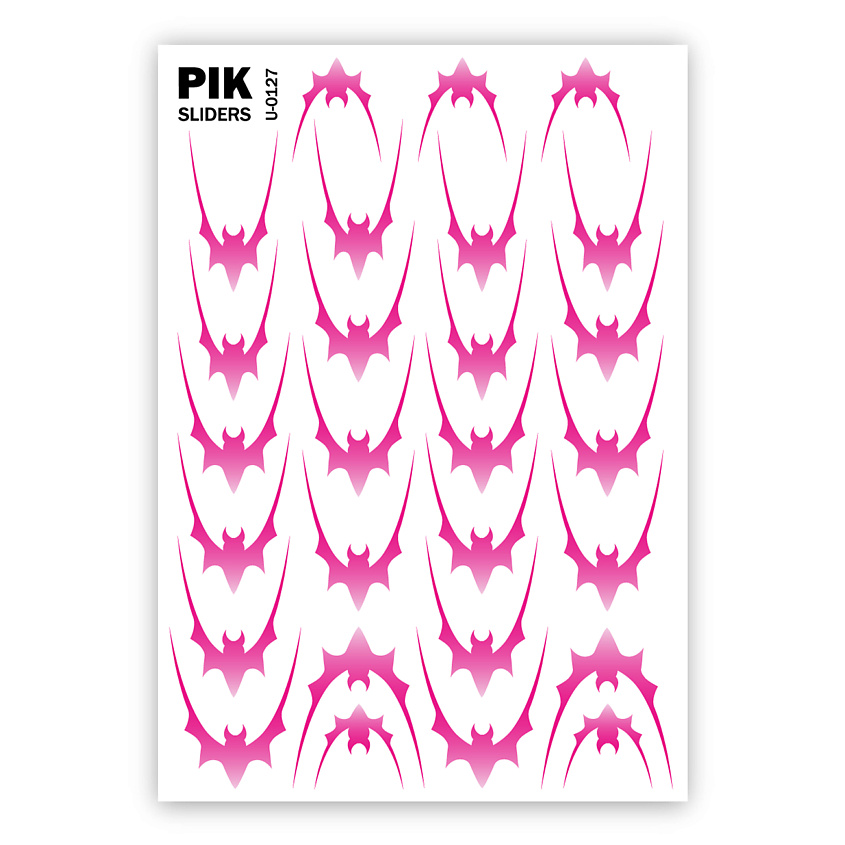 Изображение товара PIK Слайдеры для ногтей P-127 Розовый френч летучие мыши, 1 шт.