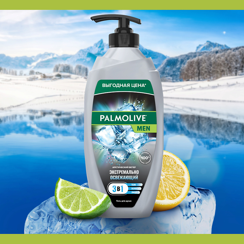 Изображение товара PALMOLIVE Гель для душа освежающий 3 в 1 FOR MEN Арктический ветер, 750 мл