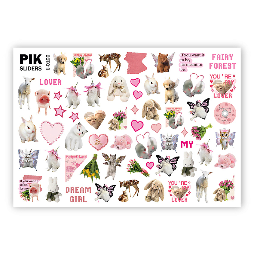 Изображение товара PIK Слайдеры для ногтей P-100 Котики и кролики, 1 шт.