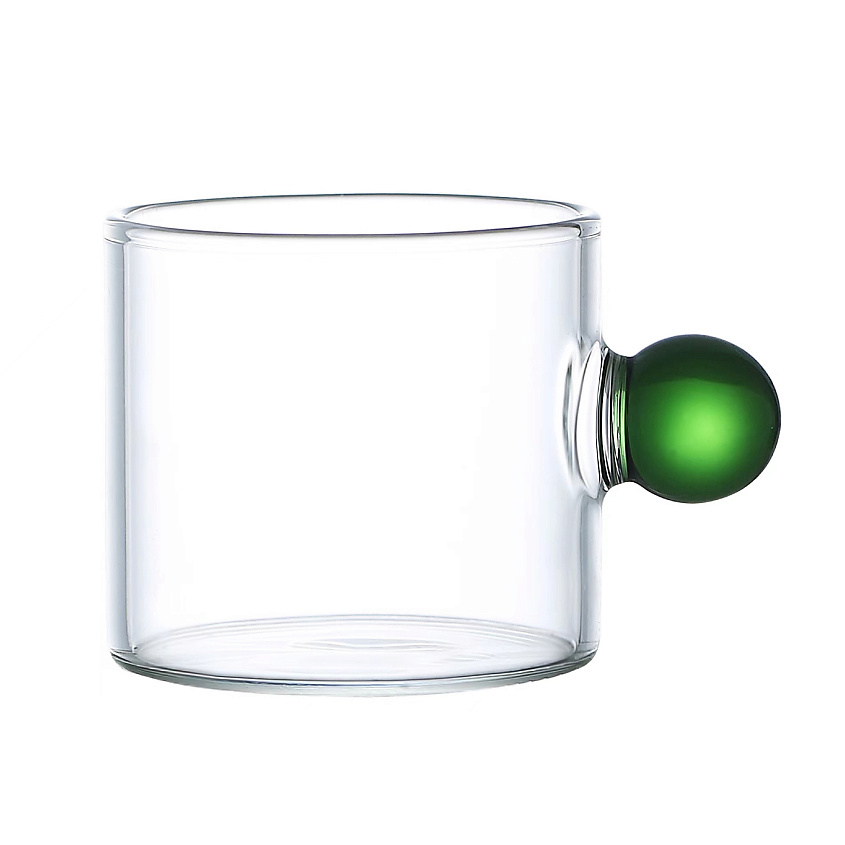 Изображение товара Стеклянная кружка объемом 350 мл из термостойкого стекла с ручкой шариком