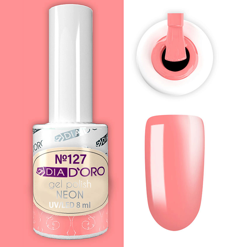 Изображение товара Гель-лак DIA D'ORO Classics NEON №127 Персиково-розовый неон 8 мл