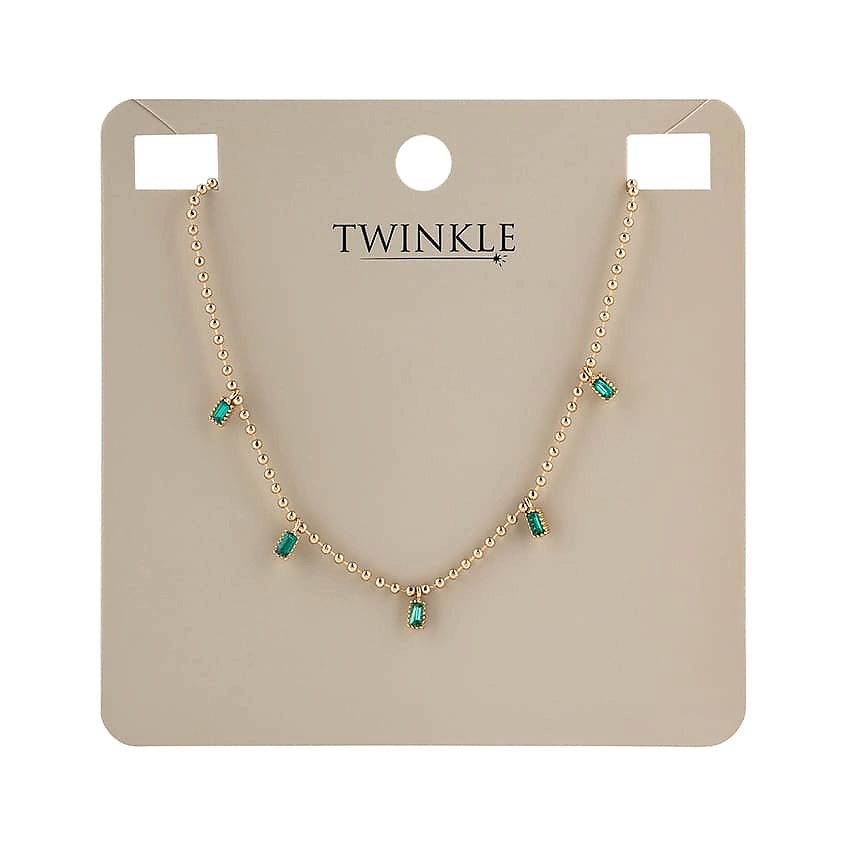 Изображение товара Ожерелье TWINKLE GOLD AND GREEN с зелеными камнями универсальное