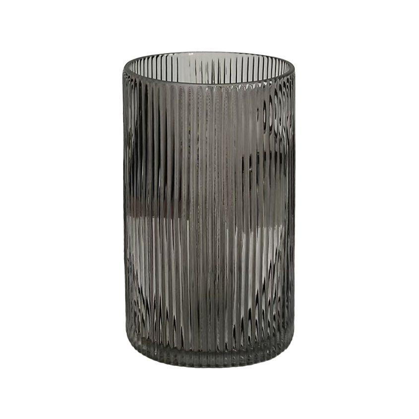 Изображение товара MANDARIN DECOR Стеклянная ваза для цветов и сухоцветов декор дома, 19 см; цвет: серый