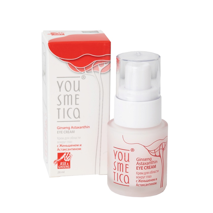 Изображение товара YOUSMETICA Крем для области вокруг глаз с Женьшенем и Астаксантином, 28 мл.