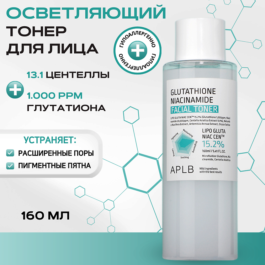 Изображение товара APLB Тонер с глутатионом и ниацинамидом Glutathione Niacinamide Facial Toner, 1 шт.