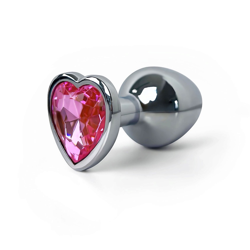 Изображение товара Анальная пробка металлическая с розовым кристаллом в виде сердца Fantasy Toys