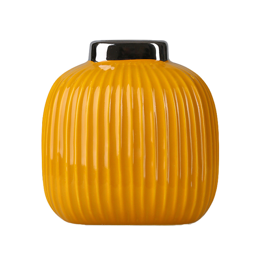 Изображение товара MANDARIN DECOR Керамическая ваза для цветов и сухоцветов декор дома, 13 см; горчичный