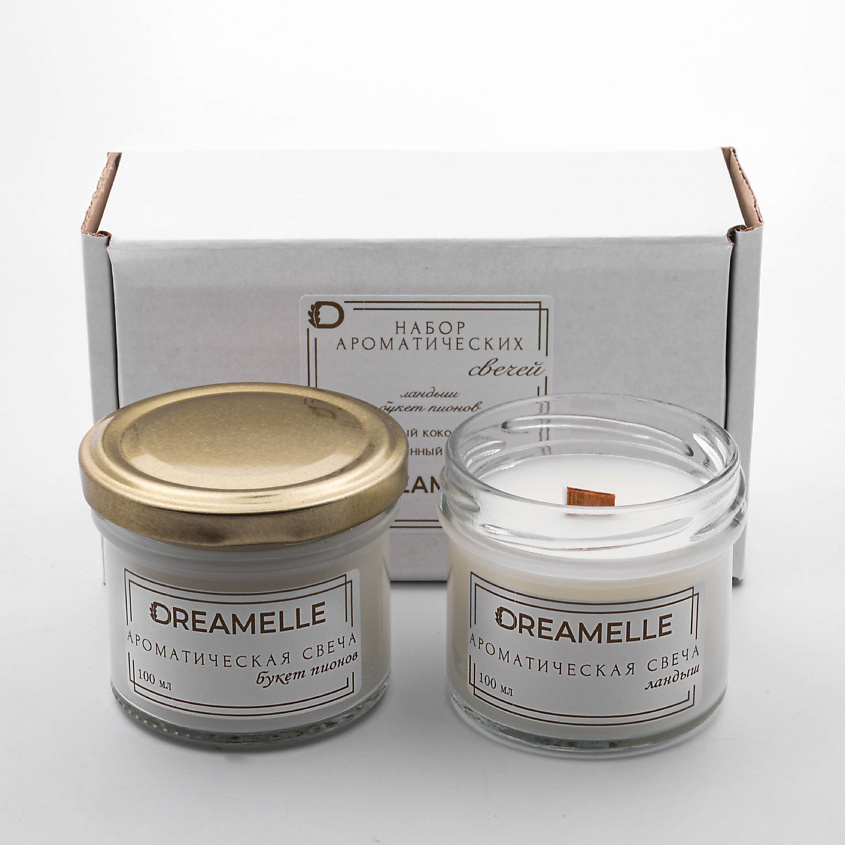 Изображение товара DREAMELLE Набор ароматических свечей, Ландыш / Букет пионов. 2 шт по 100 мл
