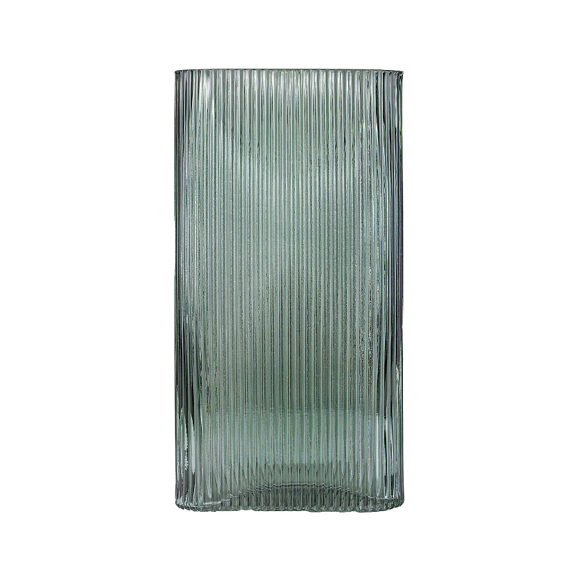 Изображение товара MANDARIN DECOR Стеклянная ваза для цветов сухоцветов декор интерьера дома, 28 см; цвет: зеленый