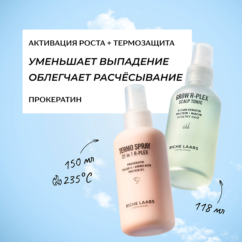 Изображение товара RICHE Набор для волос: тоник - спрей для роста волос + термозащита 21 в 1, 150мл + 118мл