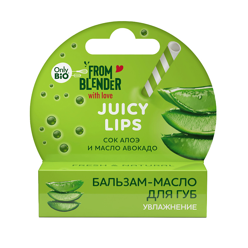 Изображение товара ONLY BIO Бальзам-масло для губ, масло сок алоэ и масло авокадо, увлажнение, 1 шт.
