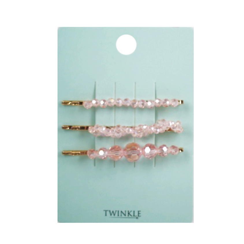 Изображение товара Набор заколок для волос Twinkle Pink Stones 3 шт стильные аксессуары для женщин