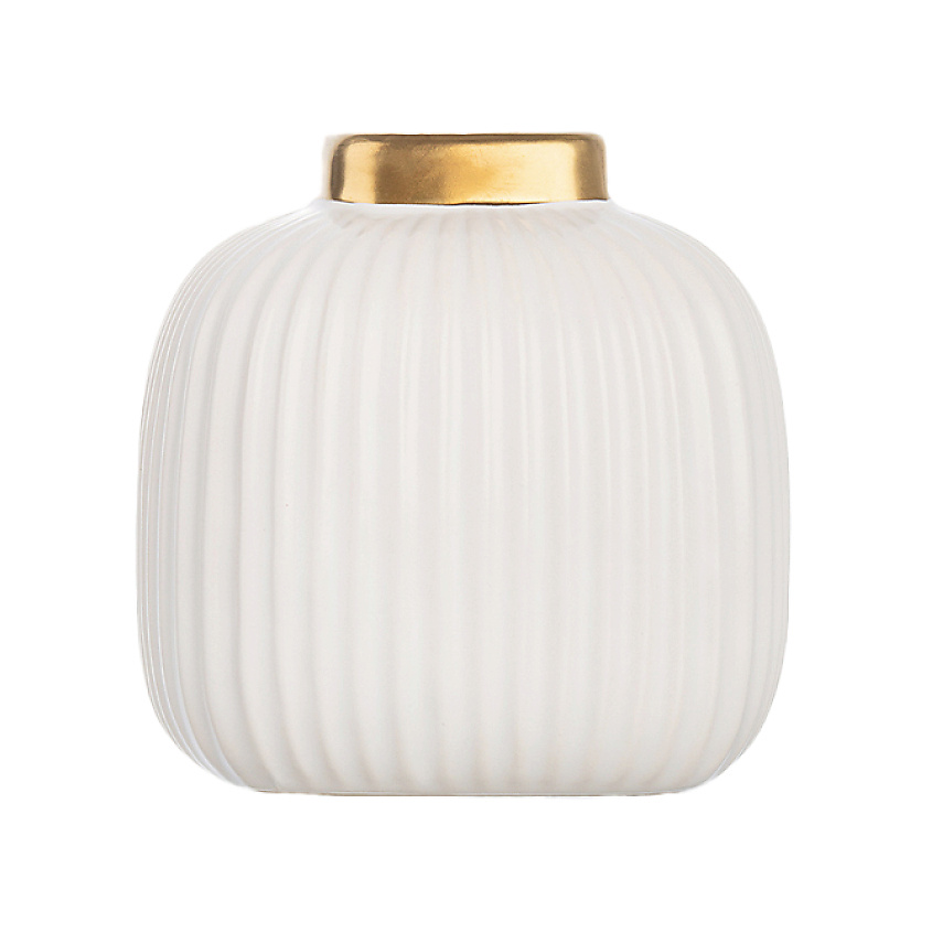 Изображение товара Керамическая декоративная ваза для цветов и сухоцветов 13 см MANDARIN DECOR Белое золото