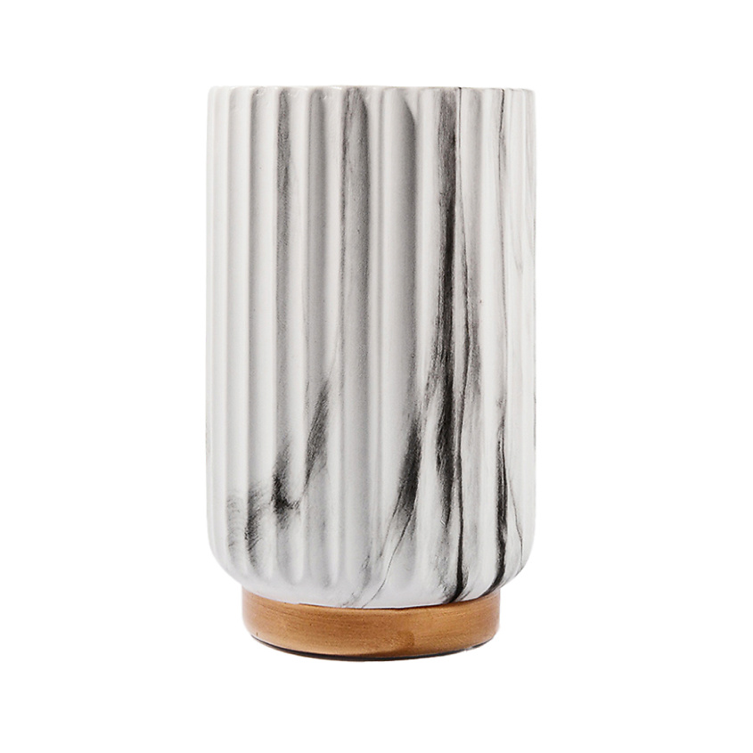 Изображение товара Керамическая ваза для цветов 20 см белый мрамор стильная декор для интерьера