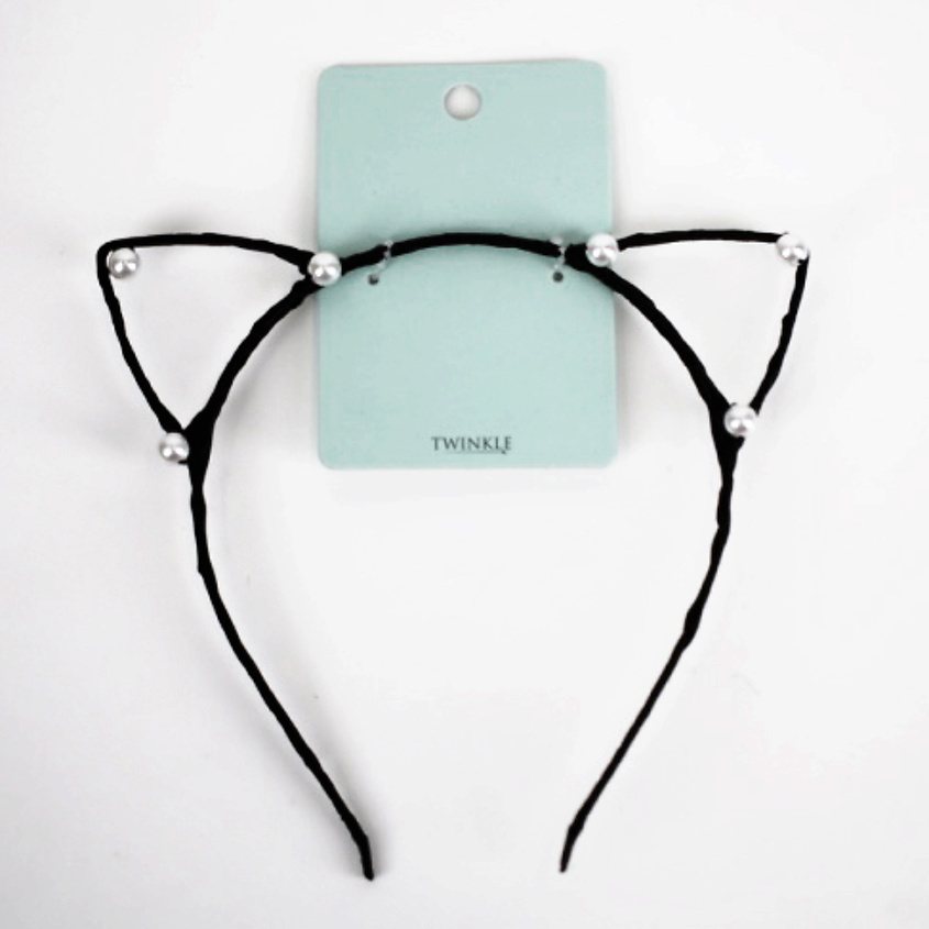 Изображение товара Ободок для волос TWINKLE Black Cat+Pearl для женщин стильный аксессуар