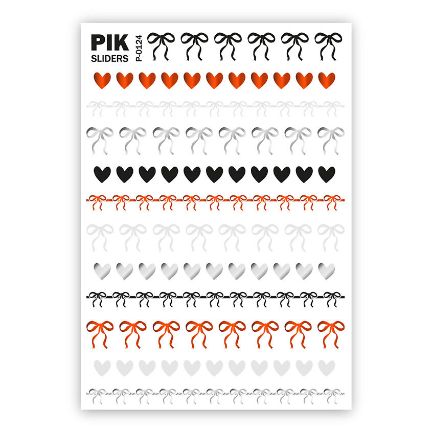 Изображение товара Слайдеры для ногтей PIK P-124 с бантиками и сердечками