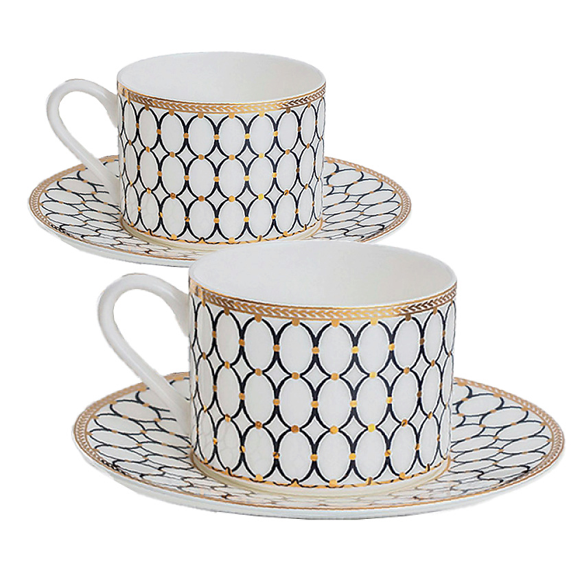 Изображение товара MANDARIN DECOR Чайная пара, набор из 2 чашек с блюдцем, цвет: белый