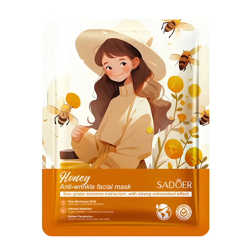 Изображение товара Тканевая маска для лица с экстрактом меда SADOER, увлажнение и сияние