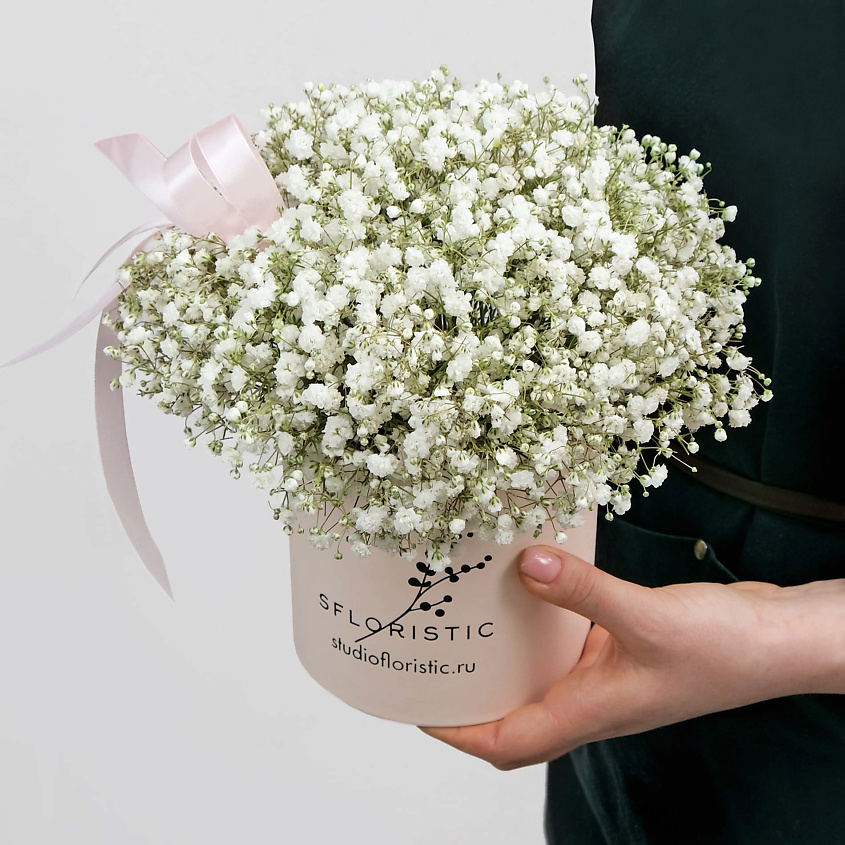 Изображение товара Комплектация из гипсофилы Белинда 5 штук в упаковке подарочная коробка