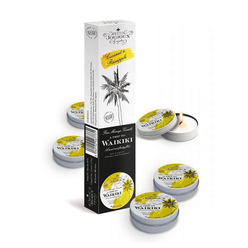 Изображение товара Массажная свеча Waikiki Beach Refill PETITS JOUJOUX 5 шт натуральный аромат
