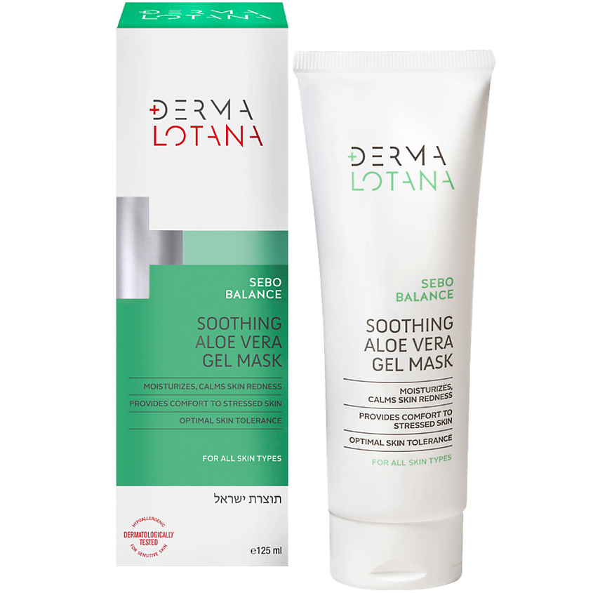 Изображение товара DERMA LOTANA Успокаивающая гелевая маска с Алоэ для чувствительной, жирной и проблемной кожи, 1 шт.