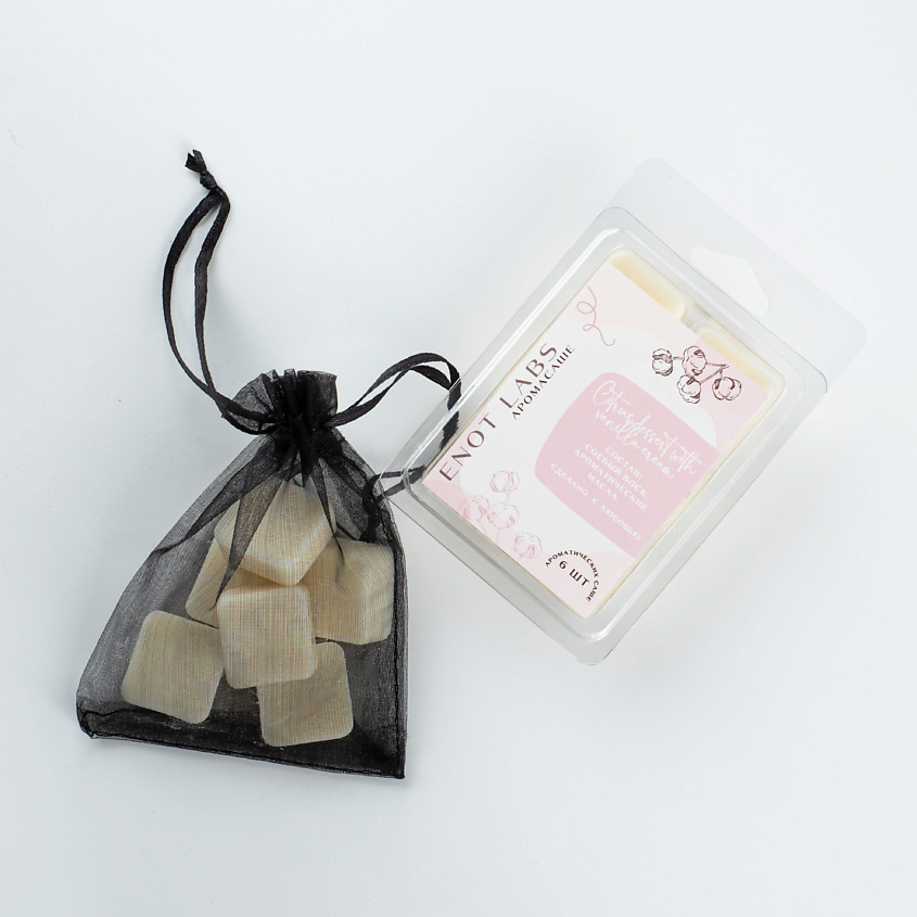 Изображение товара ENOT LABS Ароматическое саше для белья в шкаф, Ароматическое саше для белья в шкаф Цитрусовый десерт 6 кубиков, мешочек из арганзы