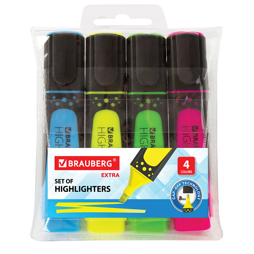 Изображение товара BRAUBERG Набор текстовыделителей 4 шт. АССОРТИ EXTRA