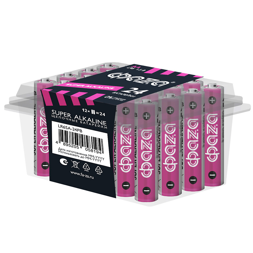 Изображение товара ФАZА Батарейки Щелочные Super Alkaline LR 6, PB-24, шб 24 шт., 1 шт.