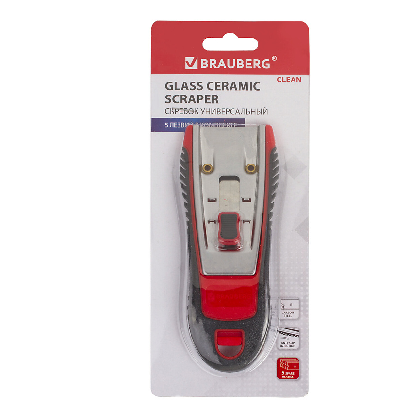 Изображение товара Скребок BRAUBERG CLEAN для гладких поверхностей белый 5 лезвий