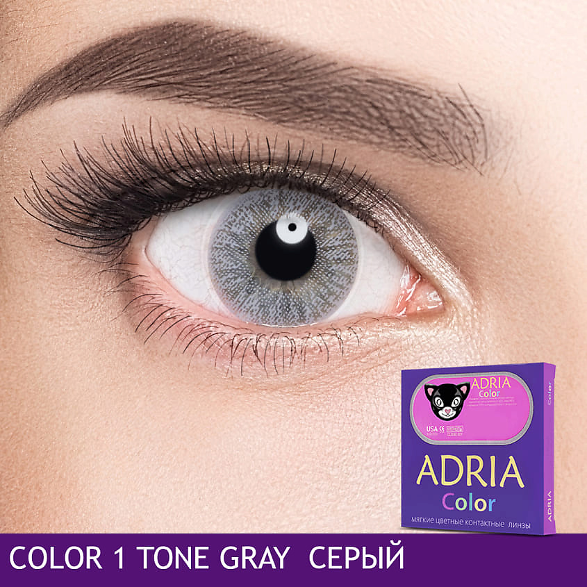 Изображение товара ADRIA Цветные контактные линзы, Color 1 tone, Gray, -4.00 / 14 / 8.6, 2 шт